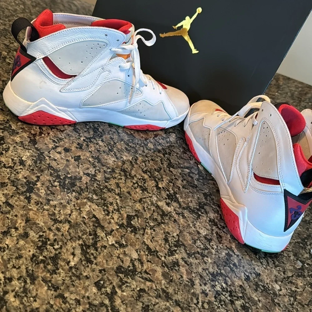 Air Jordan 7 Retro White and Red Sneakers EUC 10.5